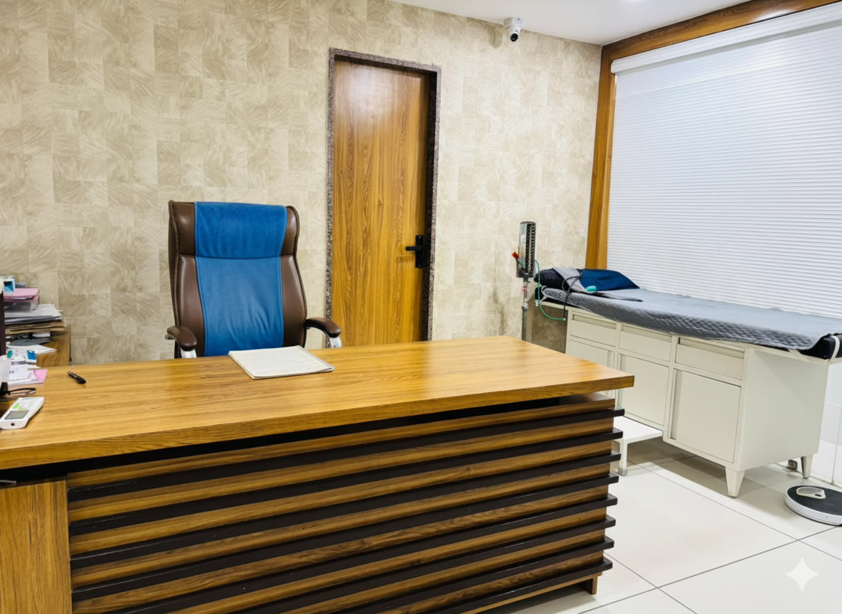 Patient and doctor smiling